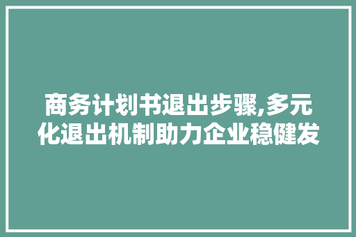 商务计划书退出步骤,多元化退出机制助力企业稳健发展