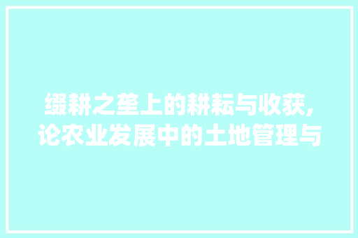 缀耕之垄上的耕耘与收获,论农业发展中的土地管理与创新_缀耕之垄上的垄字的意思