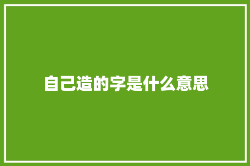 自己造的字是什么意思