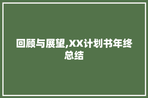 回顾与展望,XX计划书年终总结