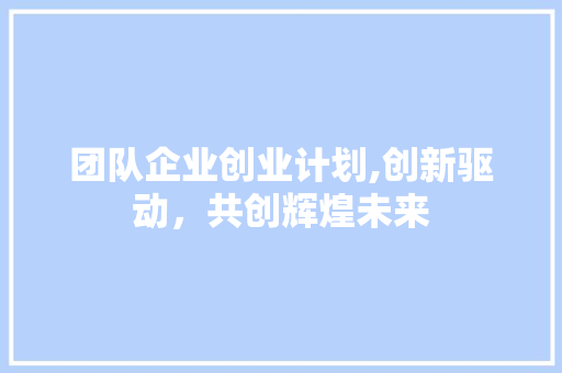 团队企业创业计划,创新驱动，共创辉煌未来 工作总结