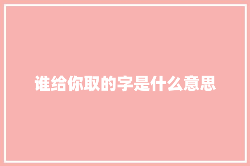 谁给你取的字是什么意思