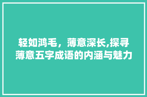 轻如鸿毛，薄意深长,探寻薄意五字成语的内涵与魅力_薄的意思五字成语是什么