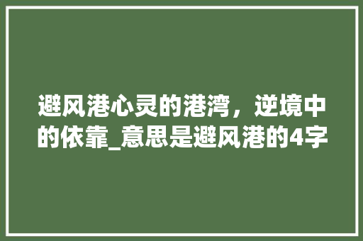 避风港心灵的港湾，逆境中的依靠_意思是避风港的4字成语