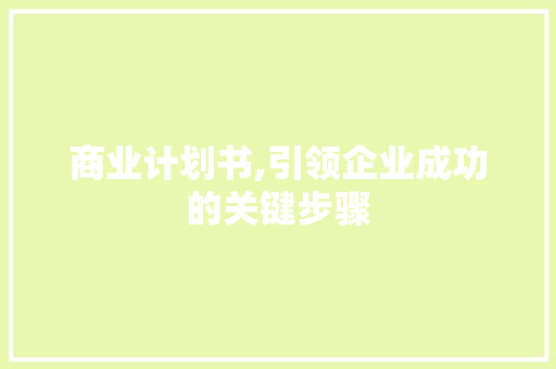 商业计划书,引领企业成功的关键步骤 采访稿