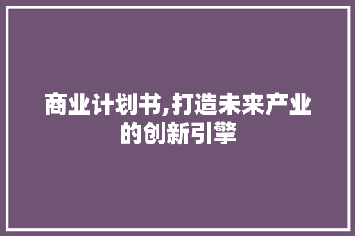 商业计划书,打造未来产业的创新引擎 工作总结