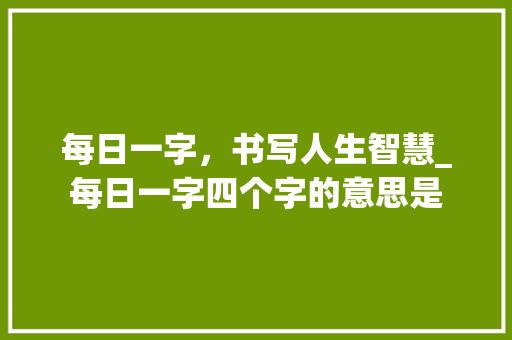 每日一字，书写人生智慧_每日一字四个字的意思是
