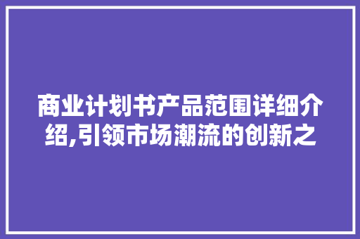 商业计划书产品范围详细介绍,引领市场潮流的创新之路 工作总结