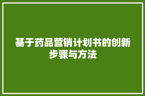 基于药品营销计划书的创新步骤与方法 工作总结