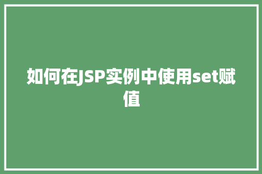 如何在JSP实例中使用set赋值 特写稿 如何在JSP实例中使用set赋值 特写稿