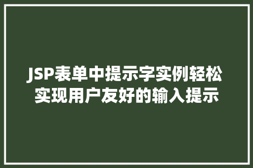 JSP表单中提示字实例轻松实现用户友好的输入提示