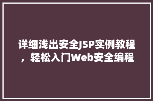 详细浅出安全JSP实例教程，轻松入门Web安全编程