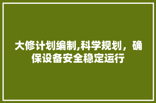 大修计划编制,科学规划，确保设备安全稳定运行