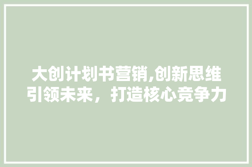 大创计划书营销,创新思维引领未来，打造核心竞争力 工作总结