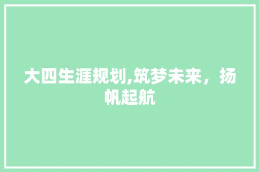 大四生涯规划,筑梦未来，扬帆起航 生活感悟