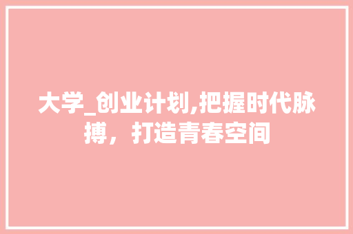 大学_创业计划,把握时代脉搏，打造青春空间