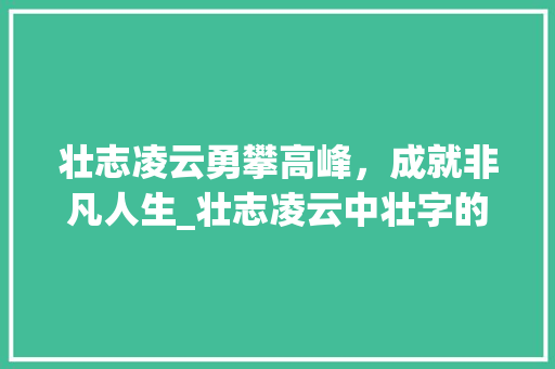 壮志凌云勇攀高峰，成就非凡人生_壮志凌云中壮字的意思