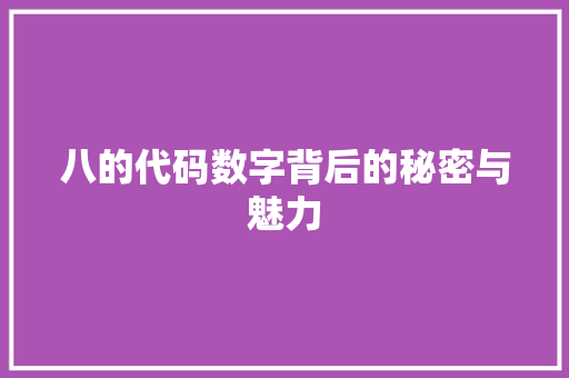 八的代码数字背后的秘密与魅力