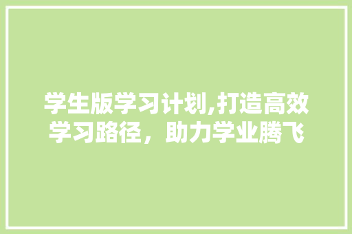 学生版学习计划,打造高效学习路径，助力学业腾飞 商业文稿