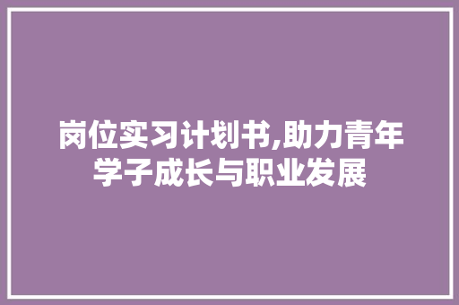 岗位实习计划书,助力青年学子成长与职业发展