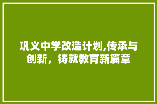 巩义中学改造计划,传承与创新，铸就教育新篇章