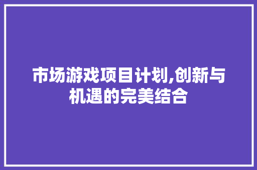 市场游戏项目计划,创新与机遇的完美结合 生活随笔