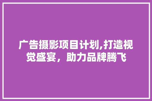 广告摄影项目计划,打造视觉盛宴，助力品牌腾飞