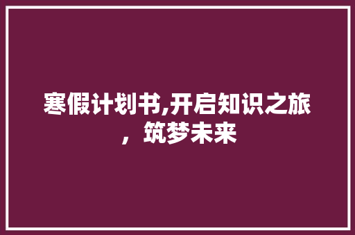 寒假计划书,开启知识之旅，筑梦未来