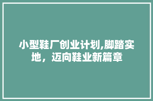小型鞋厂创业计划,脚踏实地，迈向鞋业新篇章 生活随笔