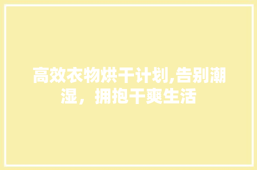 高效衣物烘干计划,告别潮湿，拥抱干爽生活