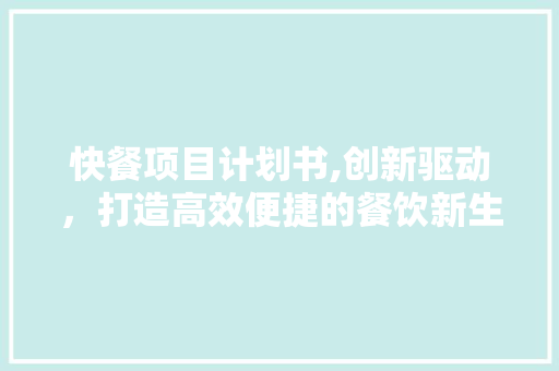 快餐项目计划书,创新驱动，打造高效便捷的餐饮新生态