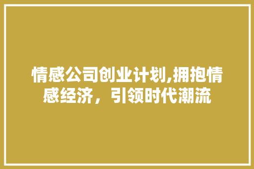 情感公司创业计划,拥抱情感经济，引领时代潮流