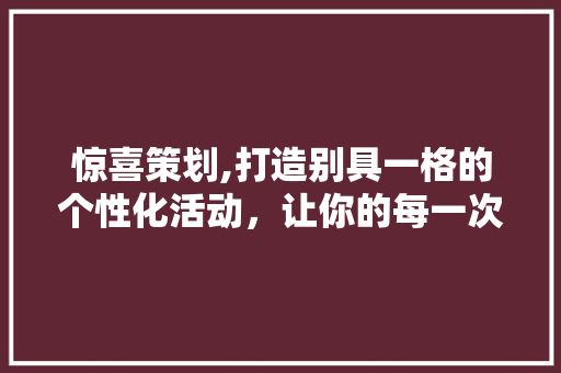 惊喜策划,打造别具一格的个性化活动，让你的每一次聚会都成为难忘的盛宴