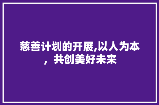慈善计划的开展,以人为本，共创美好未来