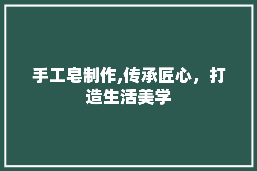 手工皂制作,传承匠心，打造生活美学