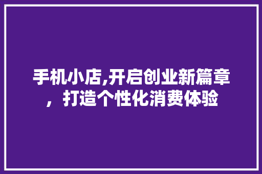 手机小店,开启创业新篇章，打造个性化消费体验