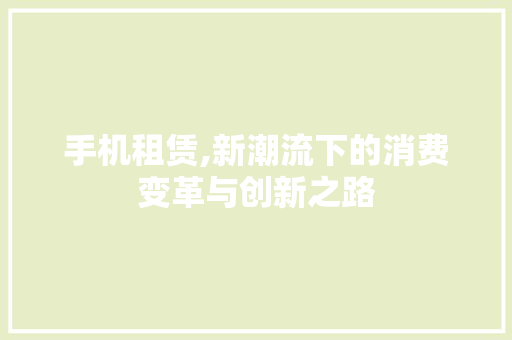 手机租赁,新潮流下的消费变革与创新之路