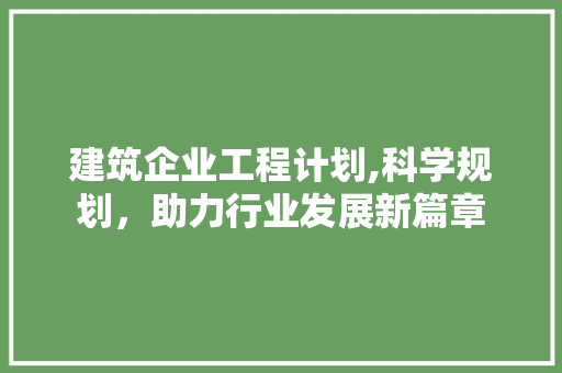 建筑企业工程计划,科学规划，助力行业发展新篇章