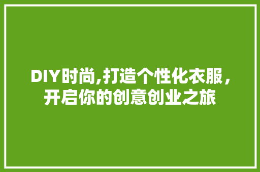 DIY时尚,打造个性化衣服，开启你的创意创业之旅