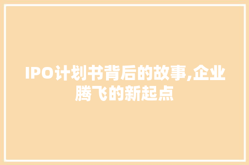 IPO计划书背后的故事,企业腾飞的新起点
