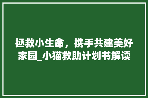 拯救小生命，携手共建美好家园_小猫救助计划书解读