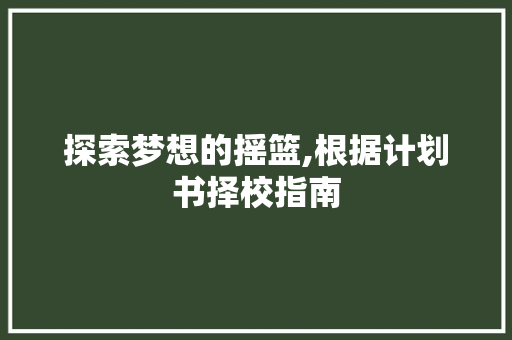 探索梦想的摇篮,根据计划书择校指南