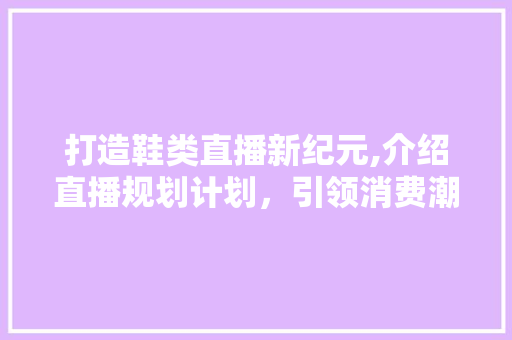 打造鞋类直播新纪元,介绍直播规划计划，引领消费潮流