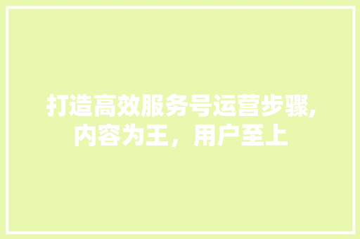 打造高效服务号运营步骤,内容为王，用户至上