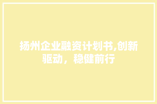 扬州企业融资计划书,创新驱动，稳健前行 生活类