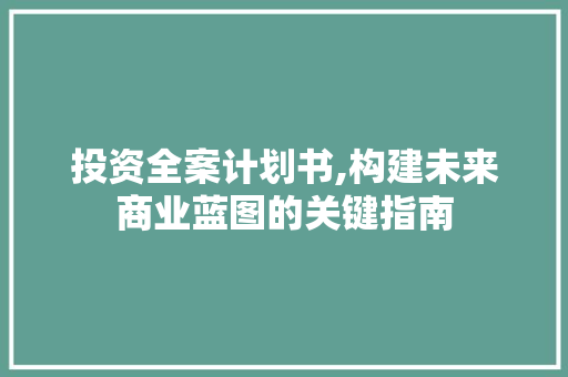 投资全案计划书,构建未来商业蓝图的关键指南 工作报告