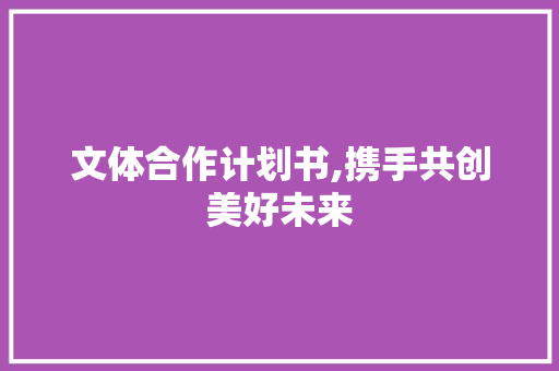文体合作计划书,携手共创美好未来