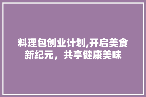料理包创业计划,开启美食新纪元，共享健康美味