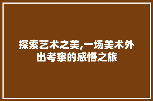 探索艺术之美,一场美术外出考察的感悟之旅