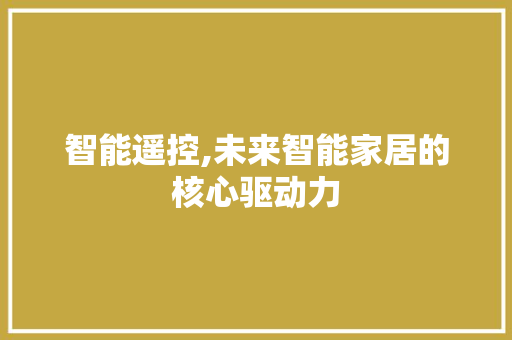 智能遥控,未来智能家居的核心驱动力